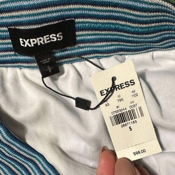Express Blue White Striped Midi Skirt Size Small NWT - Picture 5 of 5